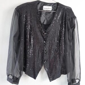 Black‎ vintage sequin top